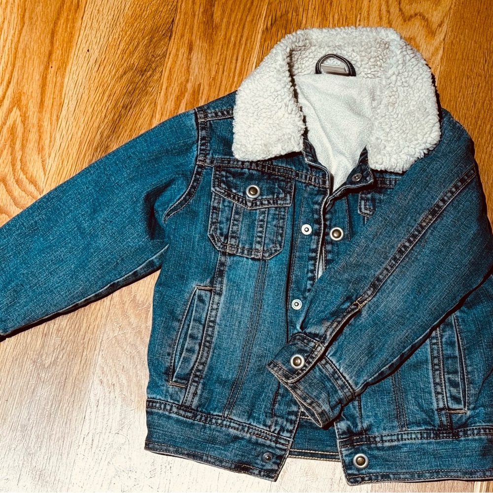 Gymboree Blue Denim Jacket with Sherpa Collar